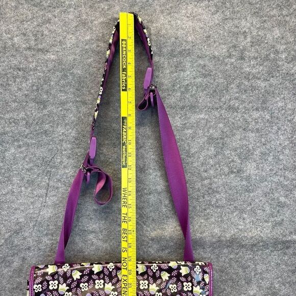 VERA BRADLEY Shoulder Purple Plum Petals Floral Frill Vinyl Messenger Bag NWOT - Picture 4 of 15